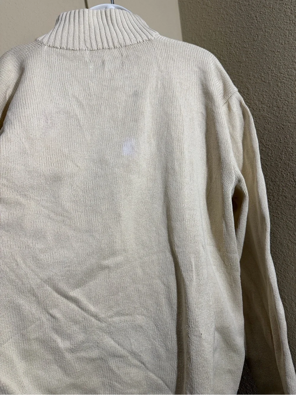 Polo by Ralph Lauren Cream Quarter-Zip Knit Pullover 100% cotton XL mock neck